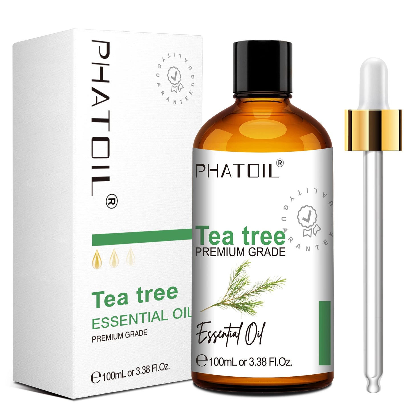 PHATOIL 100ml Pure Essential Oil For Diffuser,Candle Making-Lavender Sandalwood Eucalyptus Peppermint Cinnamon Vanilla Oils Peaceful Pleasures Health and Wellness Tea tree 100ml