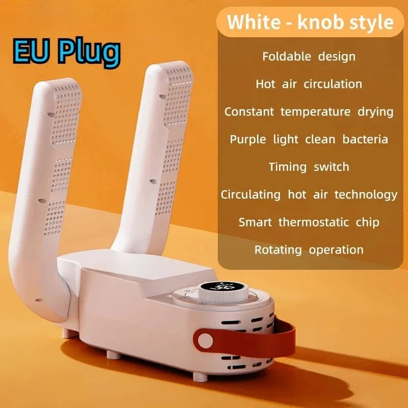 Adjustable Intelligent Shoe Dryer Warmer Quick Drying Deodorizing Sterilizing Heater for Household Footwear Peaceful Pleasures Health and Wellness White EU EU