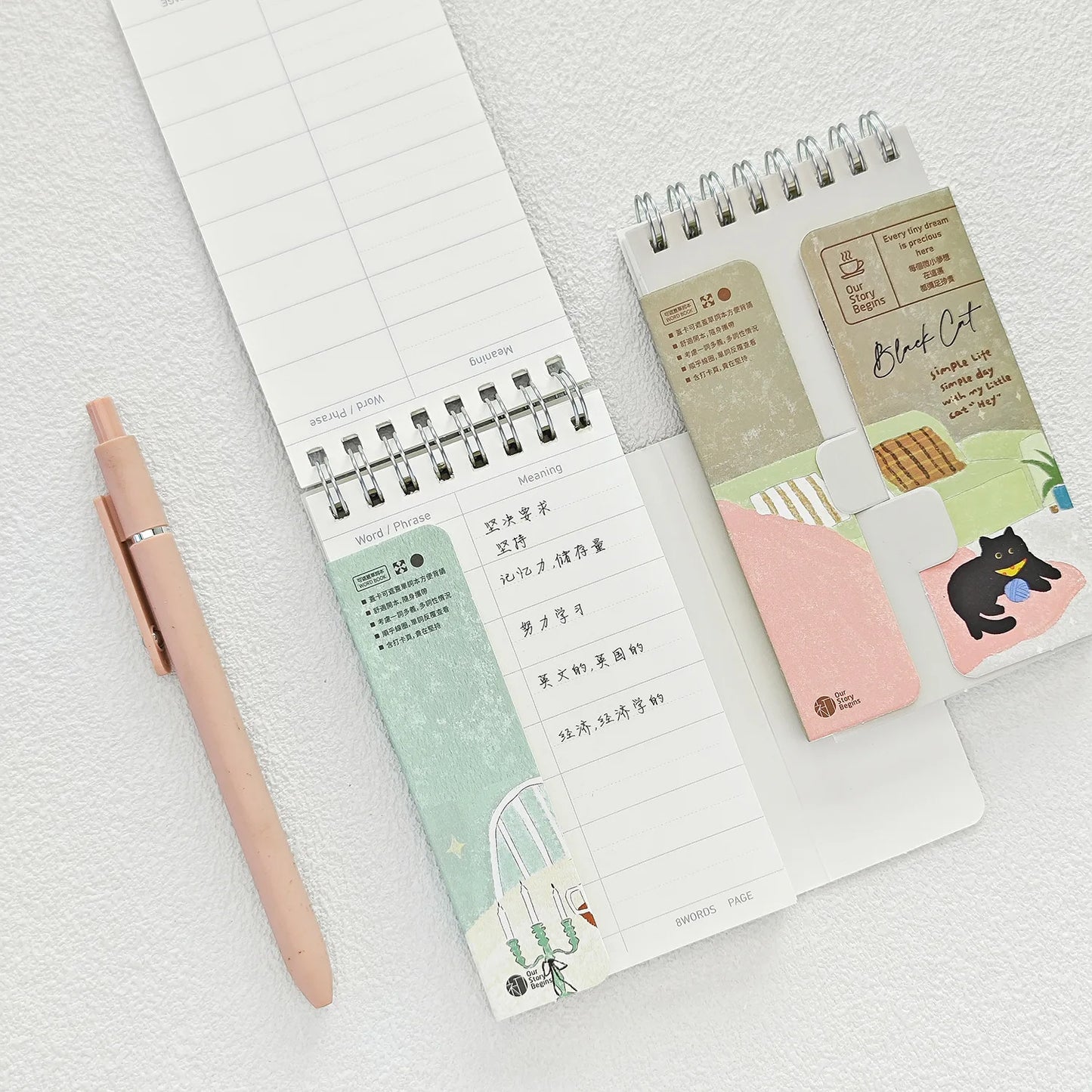 A7 Mini Pocket Notebook Cat Time Cover Word Book Portable Fresh Cute