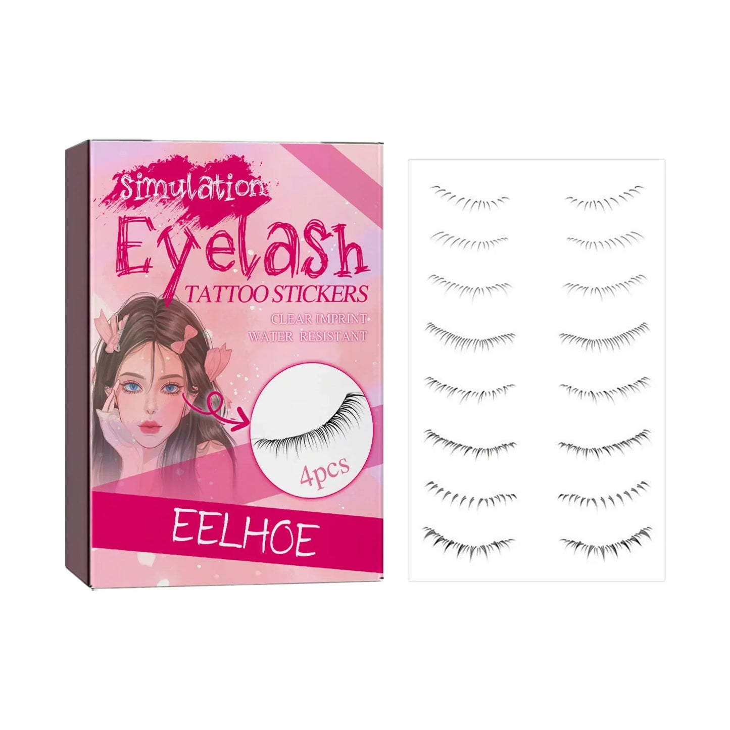 EELHOE Lower Eyelash Tattoo Stickers – 4pcs Fake Lashes