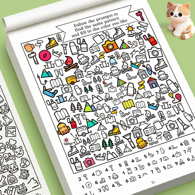 32 Pages Interactive Coloring Search Book Children Look Find 1000+