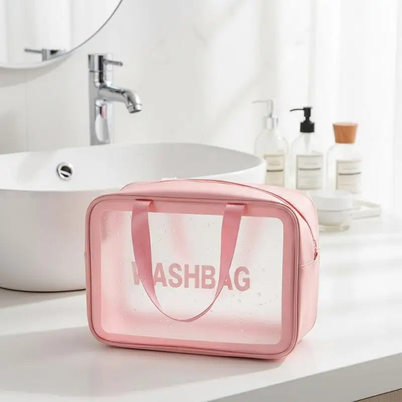 Dry-wet Separation Double Transparent PU Makeup Bag Portable Washing Bag Cosmetic Storage Bag Travel Fitness Swimming Essentials Peaceful Pleasures Health and Wellness