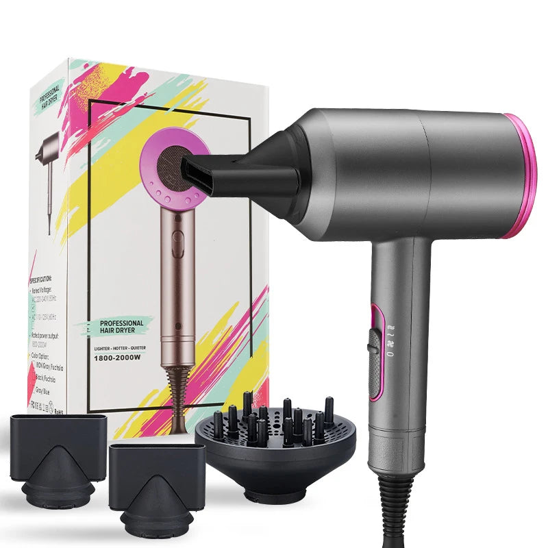 Professional Hair Dryer Strong Wind Hot Air Cold Air Ion Salon HairDryer 1800w Brush Negative Ion Blow Dryer with Diffuser Peaceful Pleasures Health and Wellness