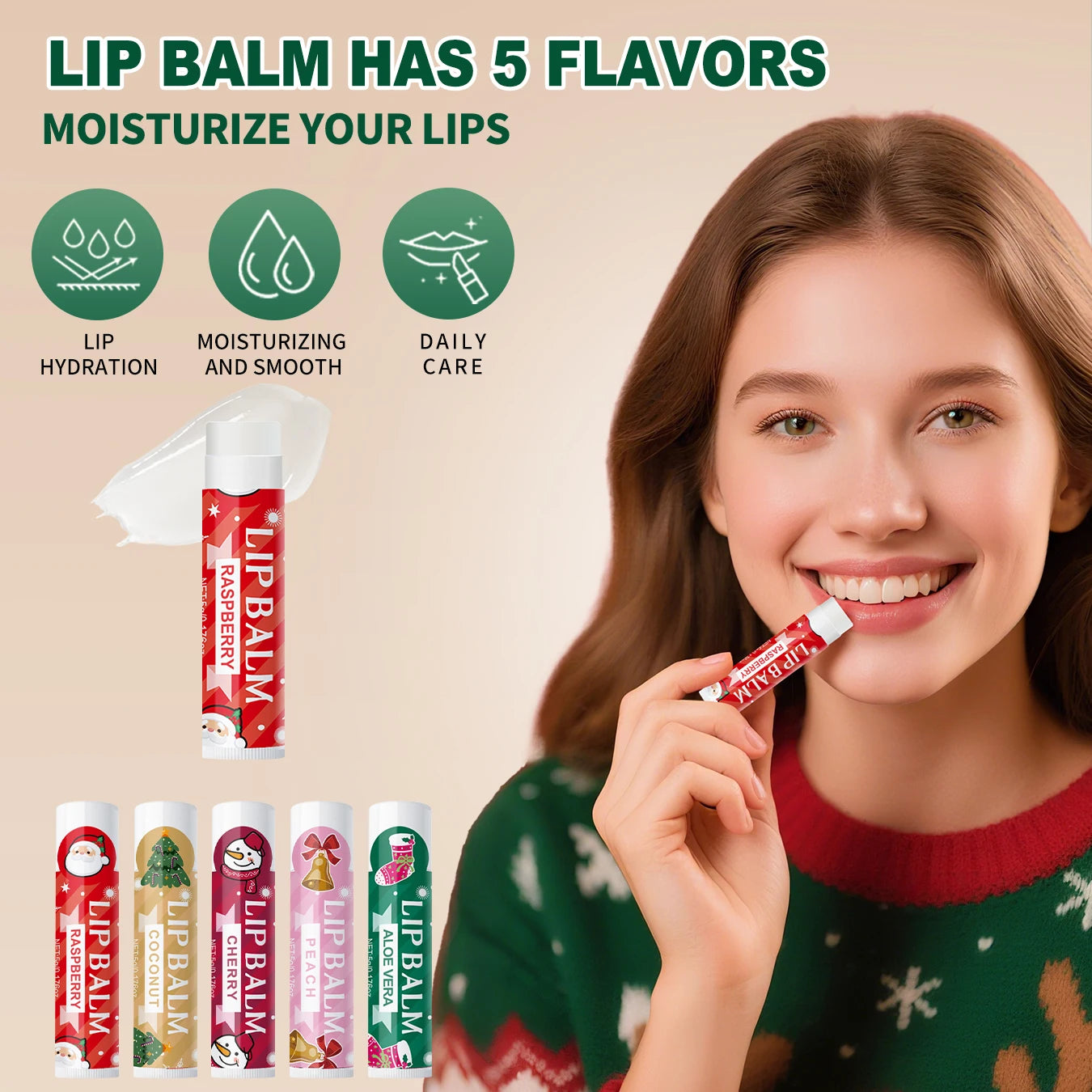 Christmas assembly gift set -20 sets, including balm, hand cream, lipstick, red gauze bag, Christmas tree thank you card Peaceful Pleasures Health and Wellness