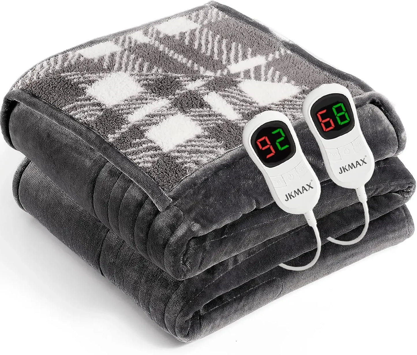 Queen Size Heated Electric Blanket - 84x90 Flannel with 10 Heat Levels, 5 Timers & Overheat Protection, ETL Certified (Grey) Peaceful Pleasures Health and Wellness United States
