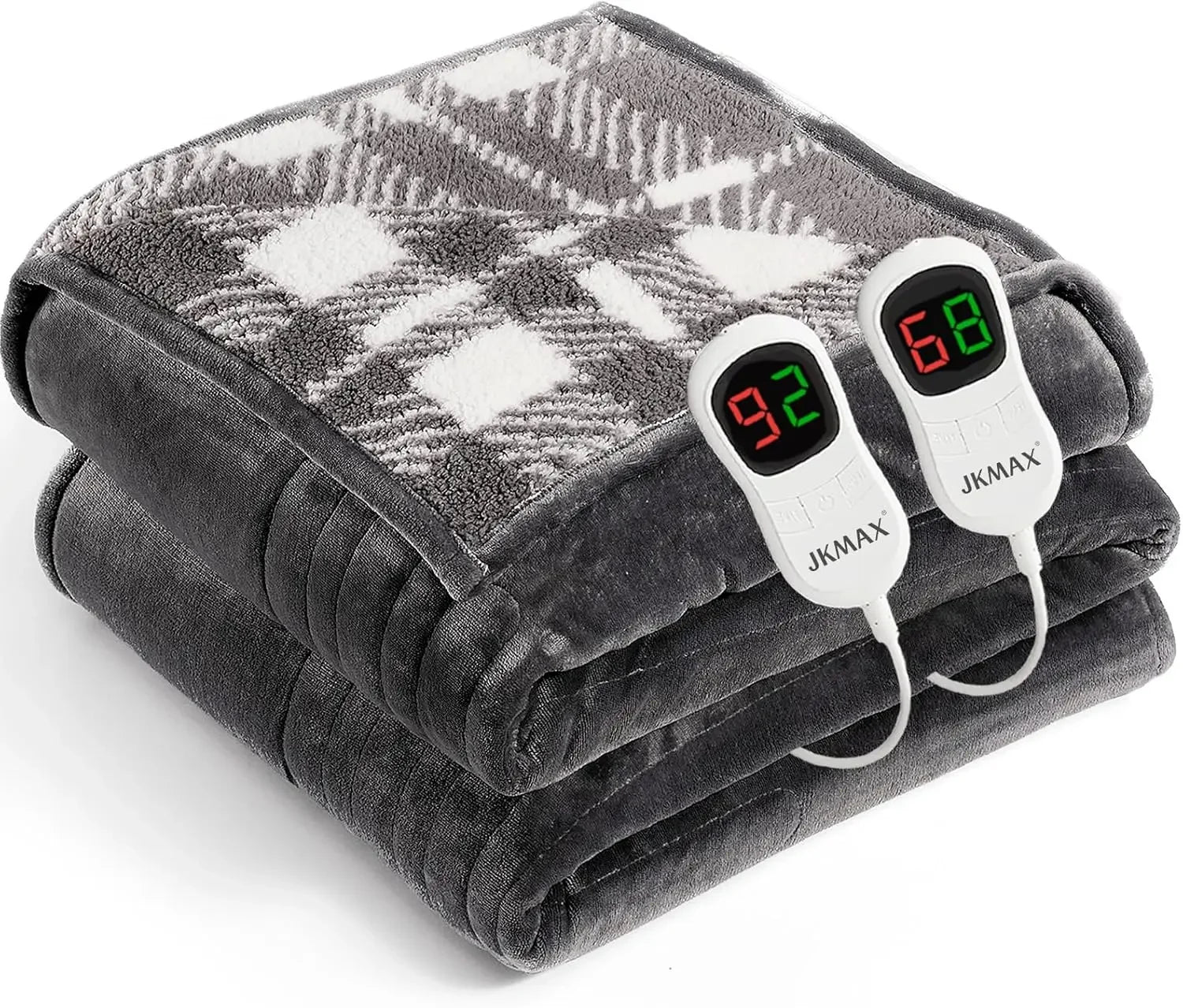 Queen Size Heated Electric Blanket - 84x90 Flannel with 10 Heat Levels, 5 Timers & Overheat Protection, ETL Certified (Grey) Peaceful Pleasures Health and Wellness United States