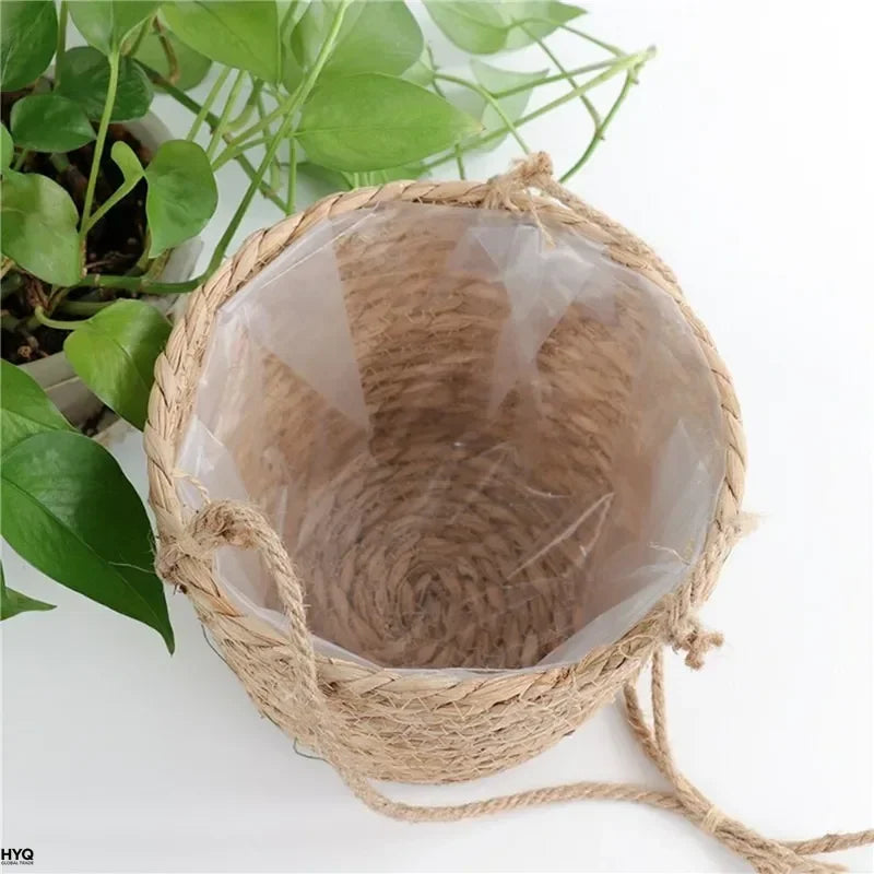 Garden Hanging Planter Macrame Plant Storage Basket Jute Rope Woven