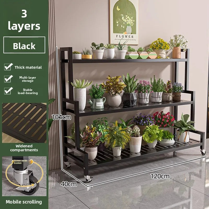 Wrought Iron Multi-Layer Plant Stand | Floor Flower Rack