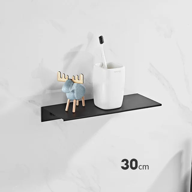 Modern Brushed Metal Dual Tier Bathroom Wall Shelf | Gold Black