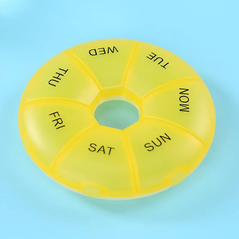 7-Day Weekly Pill Organizer | Portable Round Travel Pill Case
