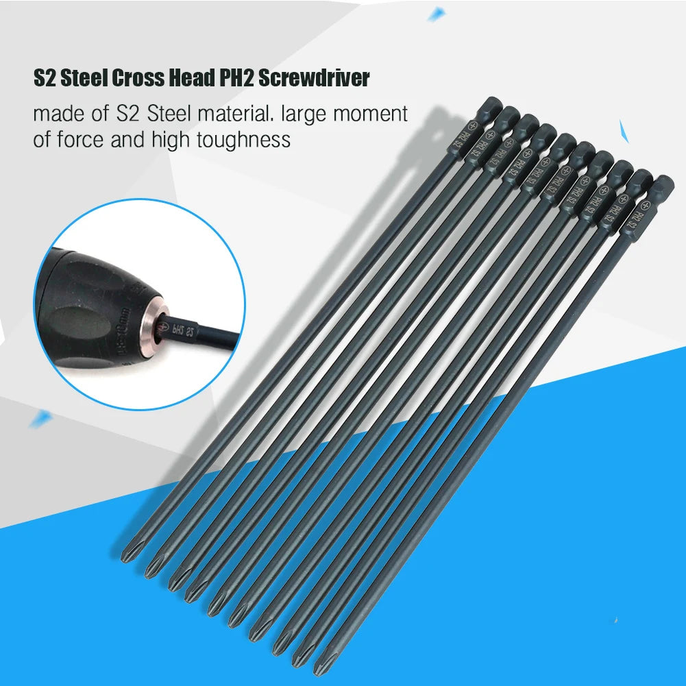 S2 Steel Cross Head PH2 Screwdriver Bits 1 Hex Shank