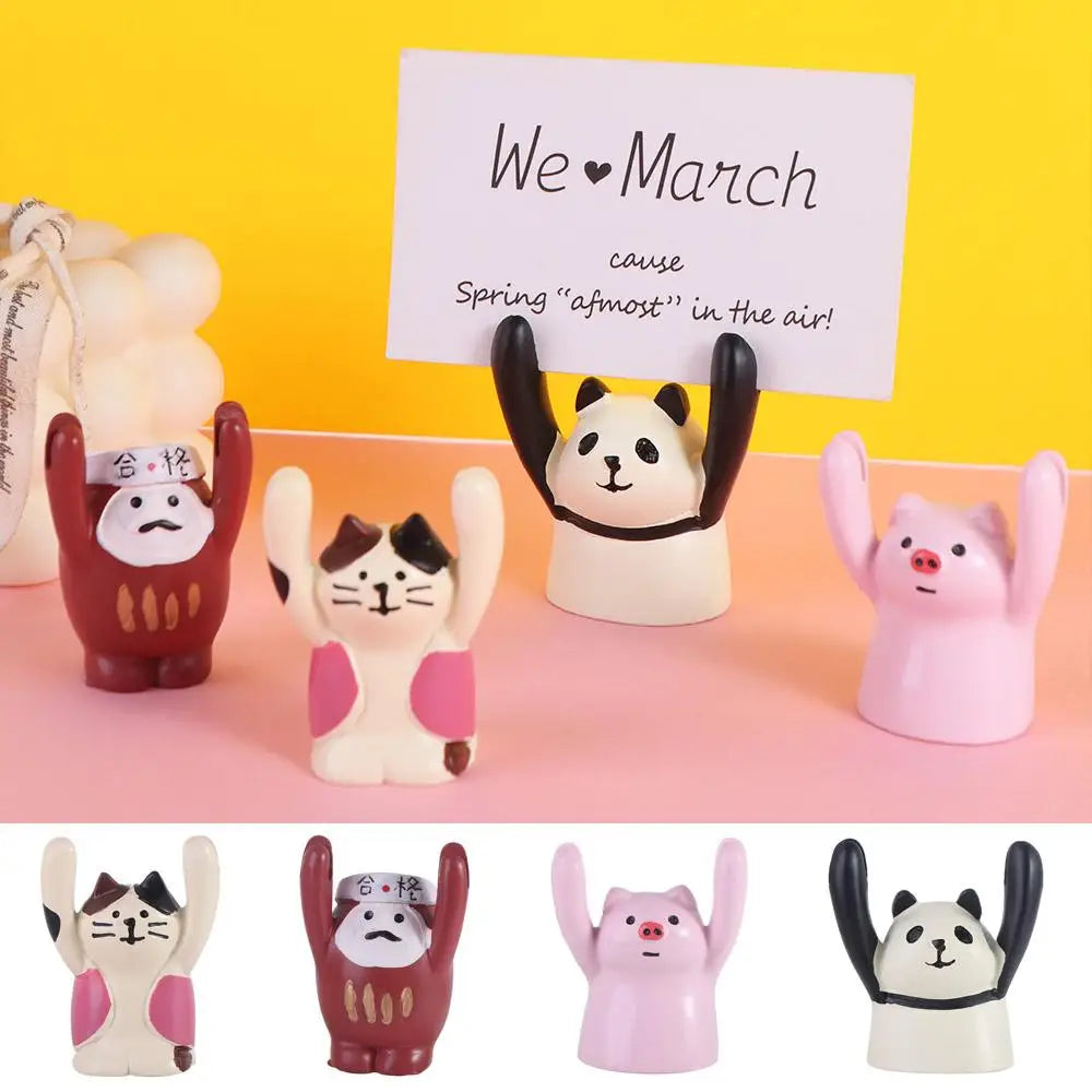 Kawaii Messege Desktop Memo Clip Holder Resin Panda Hand Raising Card Clip Picture Display Stand Photo Stander Clip Rome Peaceful Pleasures Health and Wellness