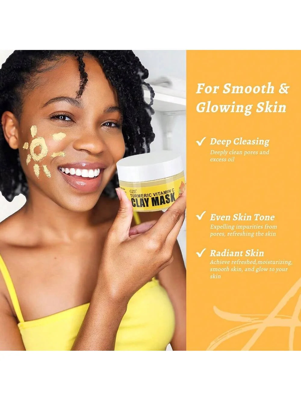 GZE Turmeric Vitamin C Clay Mask – Deep Pore Cleansing 100g Clay Face Mask Peaceful Pleasures Health and Wellness