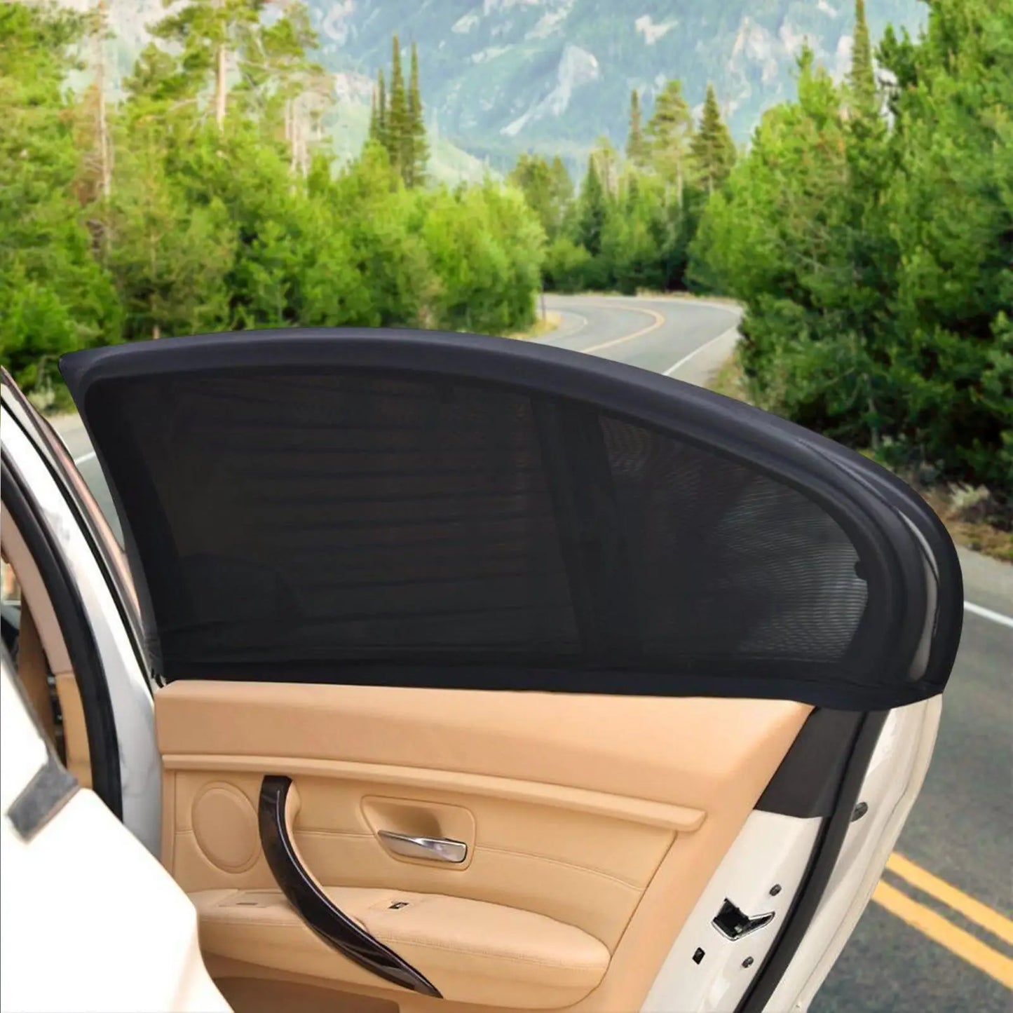 Car Window Sunshade Mesh Curtain – UV Protection (1 Pair)