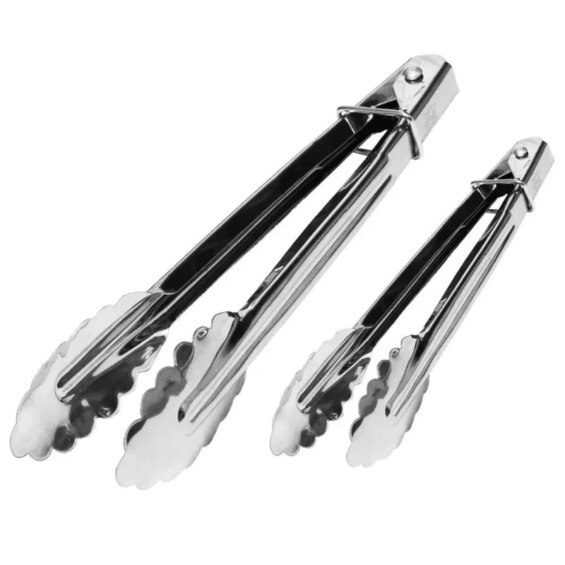 Long Handle Stainless Steel BBQ Tongs | Kitchen Grill Clip
