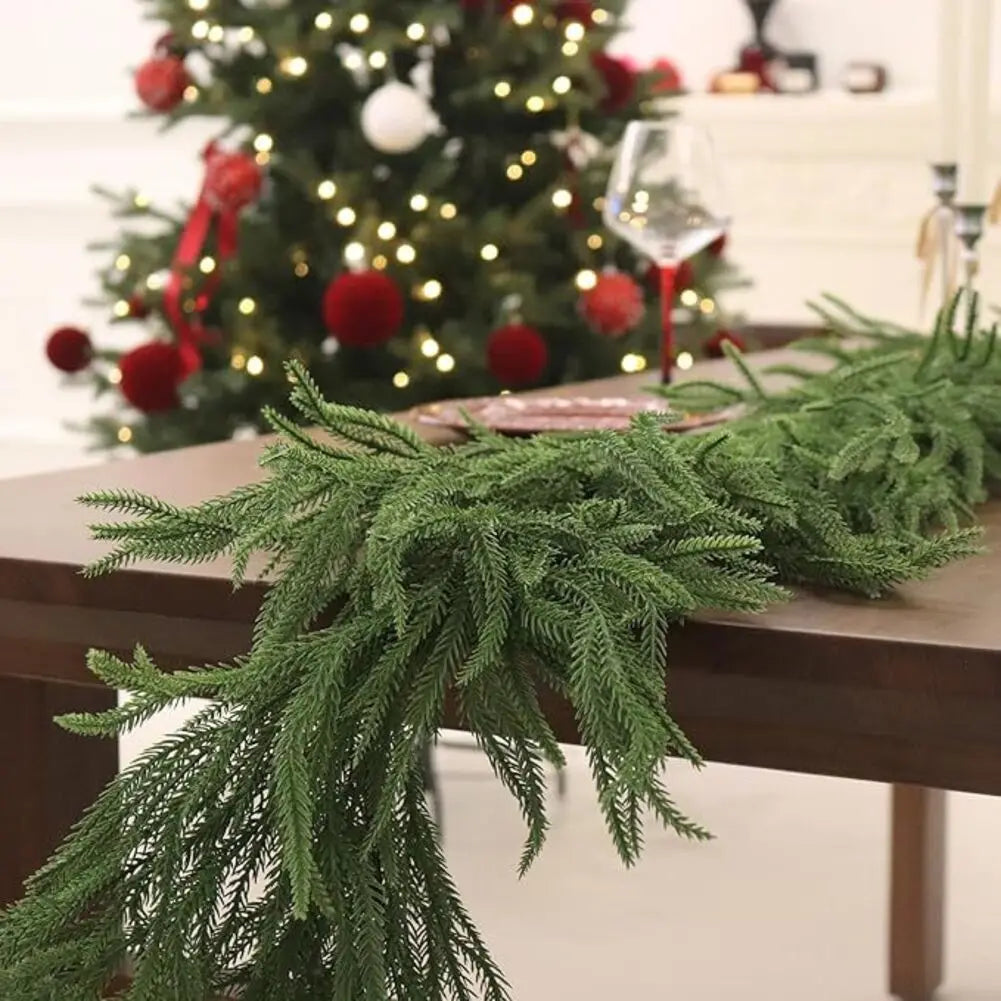 Indoor Christmas Decor Featuring Simulated Pine Needles Rattan