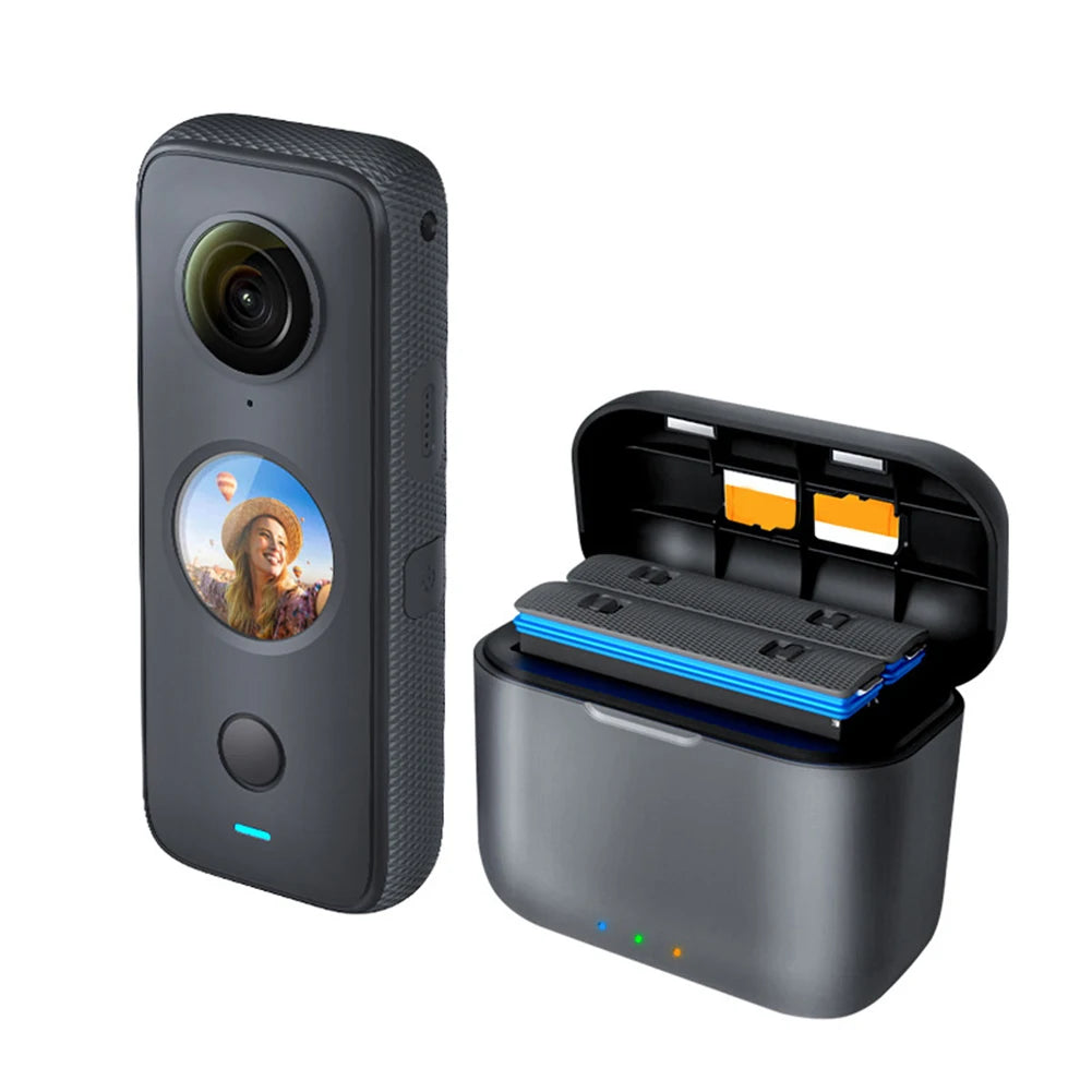 Mini Portable Fast Charging Case Lightweight Battery Storage Charger Compartment Accessories for Insta360 One X2 Battery Peaceful Pleasures Health and Wellness