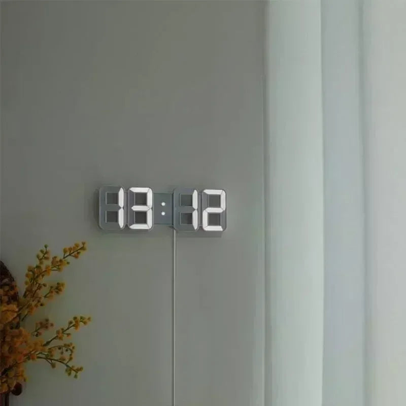 3D LED Digital Alarm Clock – Wall & Desk Display, Auto Dimming