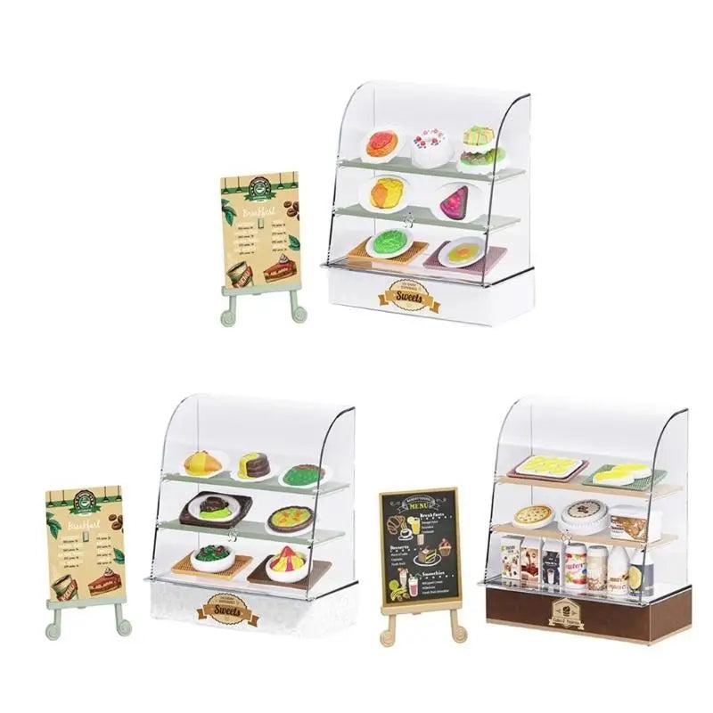 Miniature Bakery Cabinet & Cake Display Set – 1:12 Dollhouse