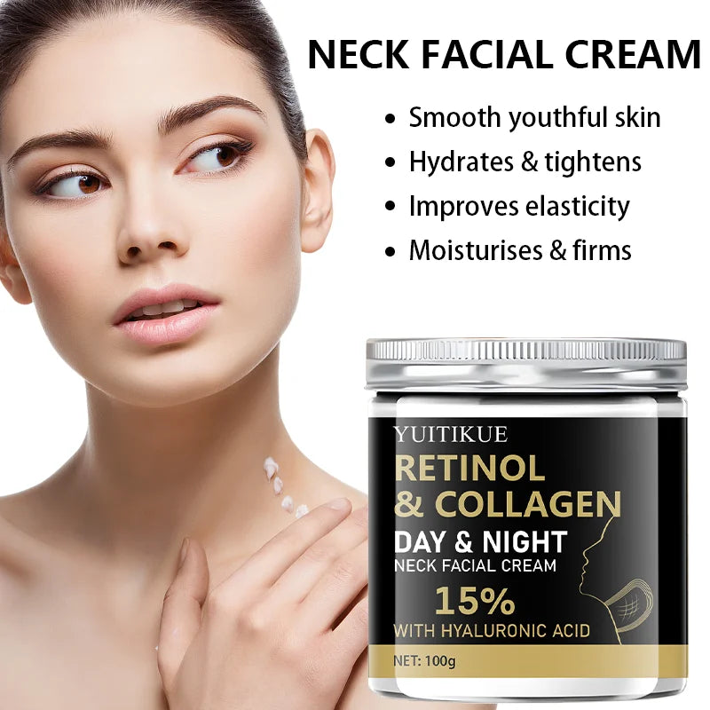 YUITIKUE Retinol Collagen Neck Cream 100g - 15% Retinol & Hyaluronic Acid, Day & Night Moisturizing, Firms & Lifts Neck Skin Peaceful Pleasures Health and Wellness