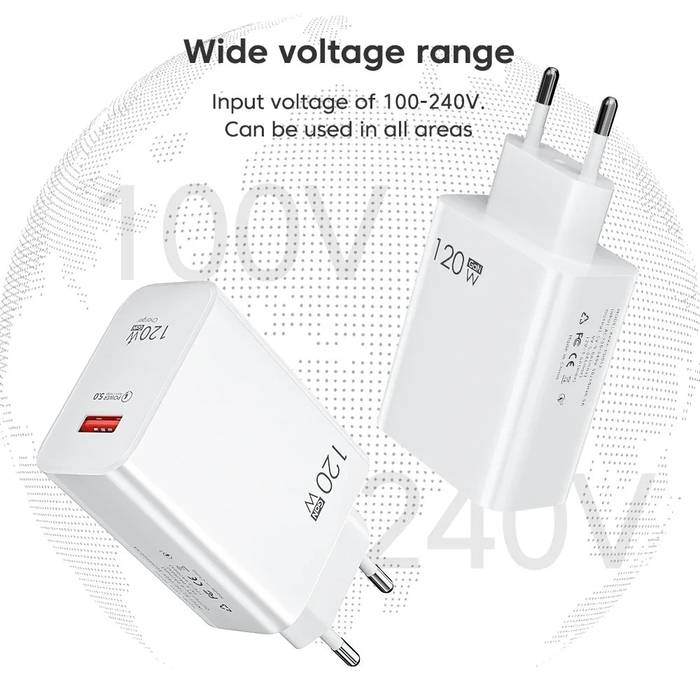 120W GaN USB-C Fast Charger QC3.0 – iPhone & Android
