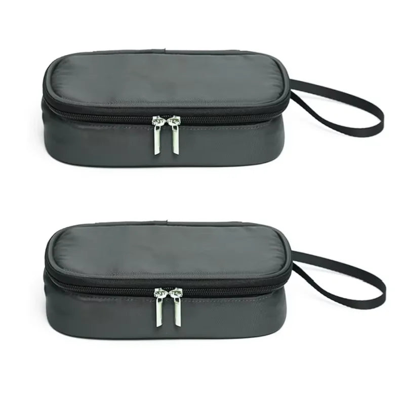 Portable First Aid Kit Insulin Cooling Bag Diabetic Pocket Pill Protector Waterproof Thermal Insulated medical Cooler No Gel Peaceful Pleasures Health and Wellness Grey 2pcs