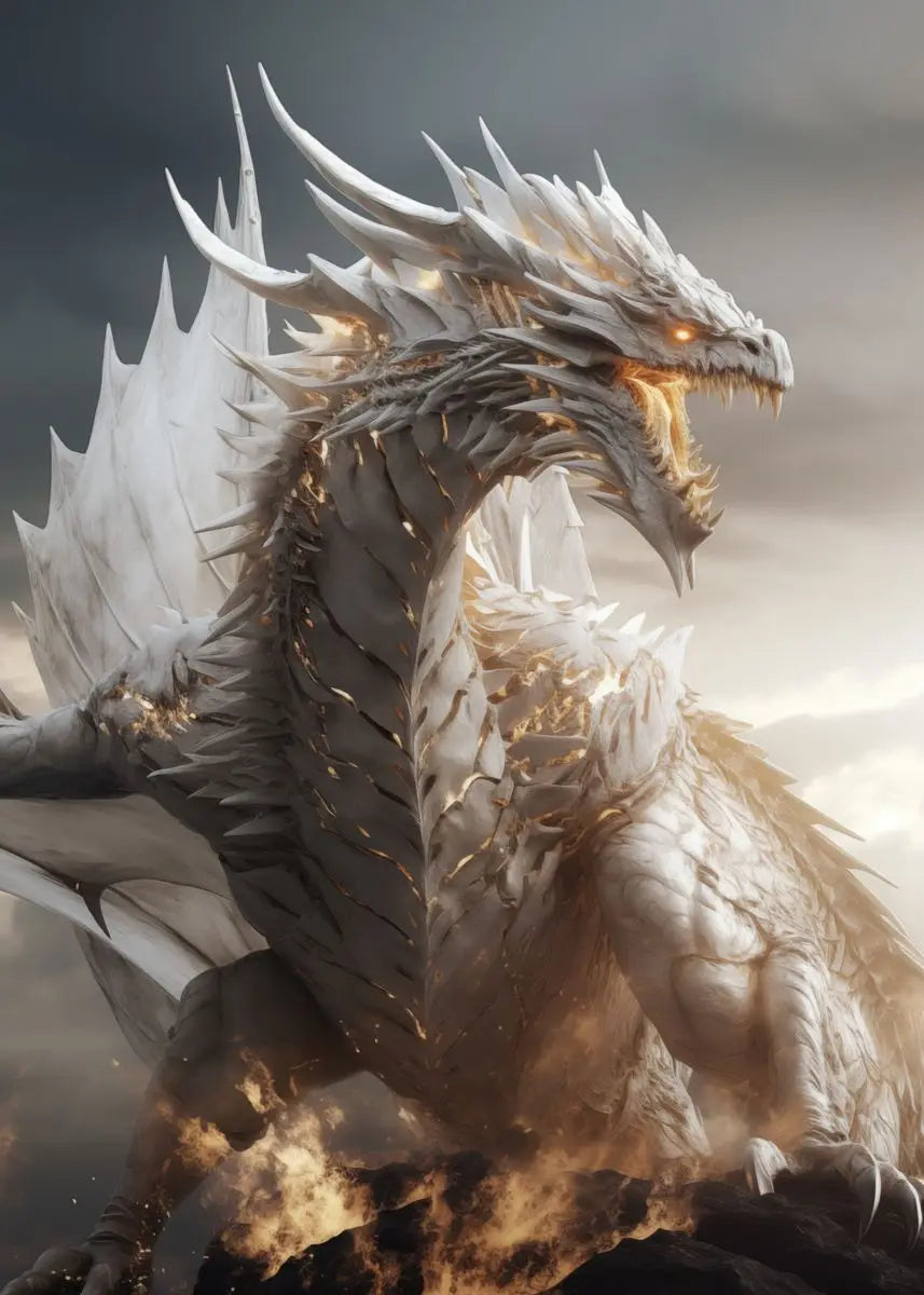 Black Dragon Canvas Wall Art | Oriental Fantasy Dragon Poster