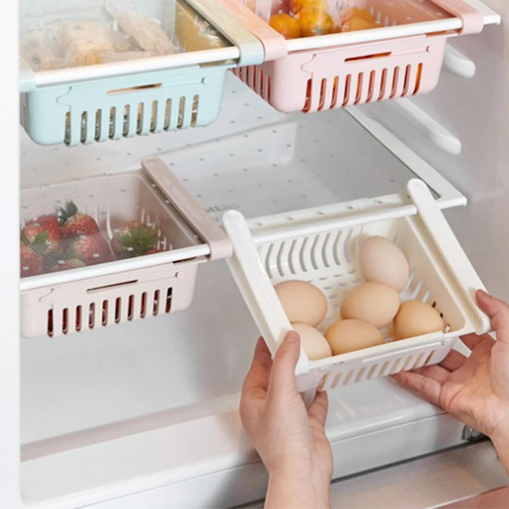 Multi Functional Refrigerator Storage Basket, Retractable Refrigerator Partition Storage Rack, Kitchen Drain Peaceful Pleasures Health and Wellness