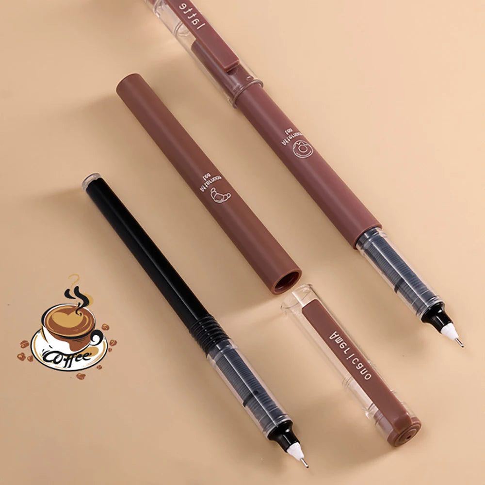 Coffee Themed Liquid Quick Drying Gel Pens Anti Smudging Soft Pen