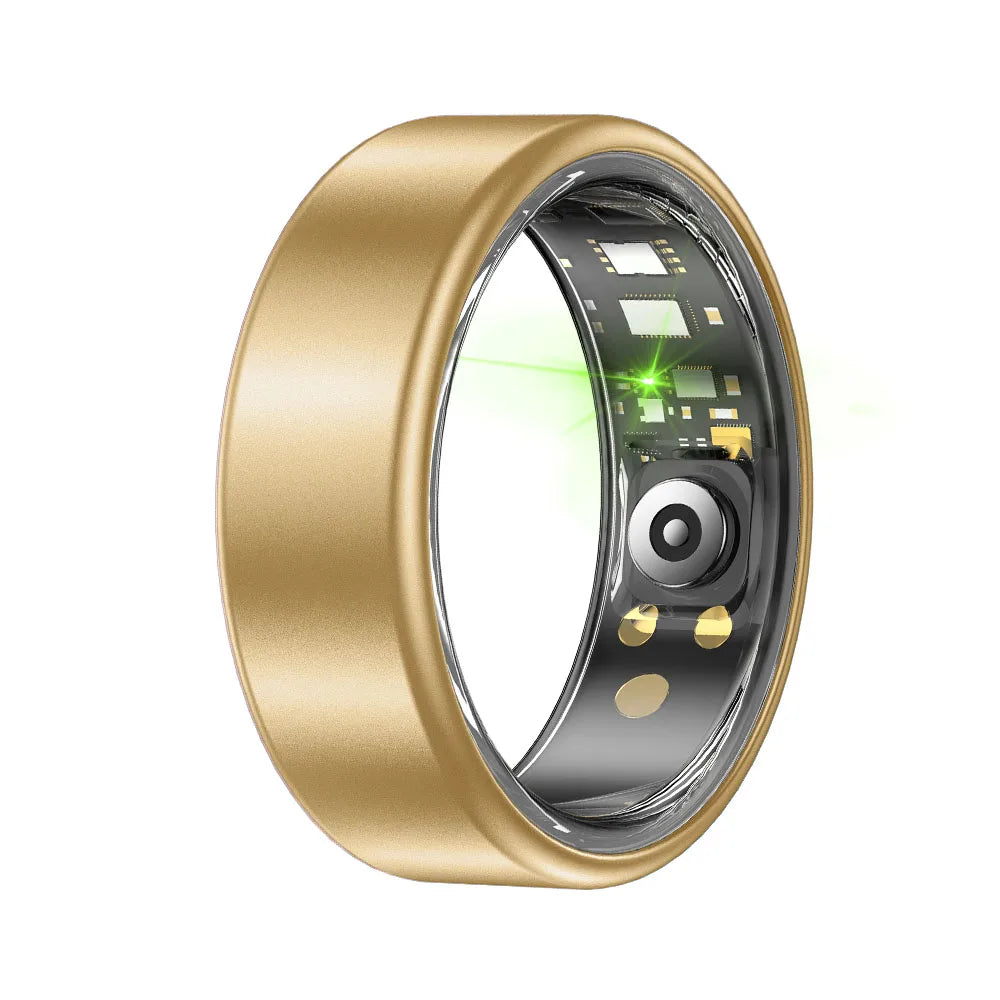 2026 New R12 Smart Ring with Charging Box, Camera Control, Blood Oxygen Health Manager, 5 ATM Waterproof For Men Women Smartring Peaceful Pleasures Health and Wellness Gold 11