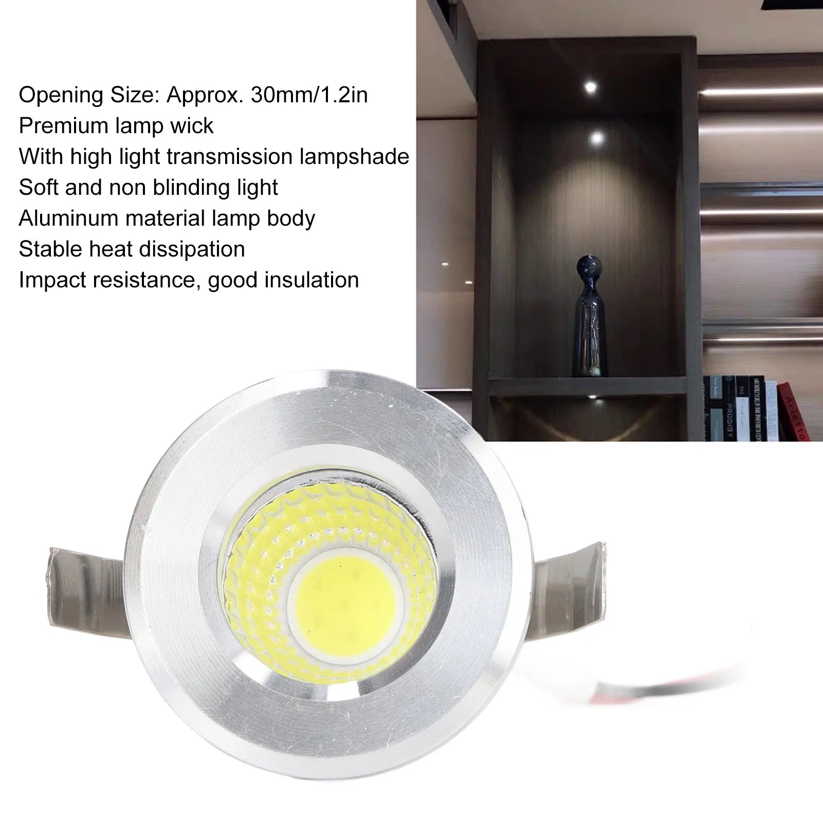 Mini Recessed Spotlight Resistant 3W Heat Dissipation Mini LED Recessed Spotlight for Shopping Mall for Display Cabinet Peaceful Pleasures Health and Wellness