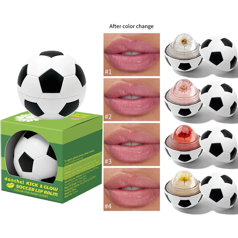 Kick & Glow Soccer Spherical Lip Balm pH Temperature Color Changing Lipstick Hydrating Long Lasting Lip Care Makeup Peaceful Pleasures Health and Wellness