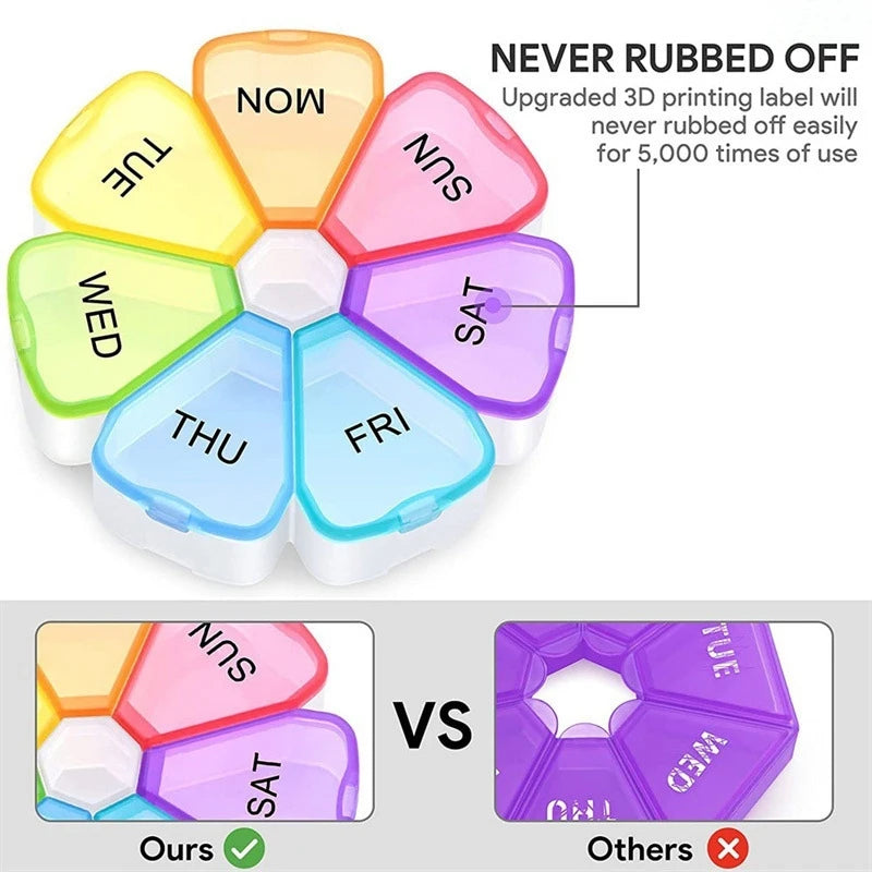 7-Day Pill Organizer | Mini Portable Travel Tablet & Vitamin Box