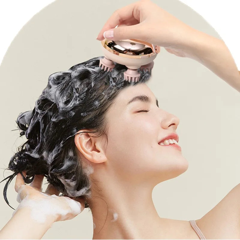 Head Spa Equipment Rechargeable Head Massager Waterproof Handheld Hair Scalp MassagerInstrument Scalp Stress Relax Body Massage Peaceful Pleasures Health and Wellness