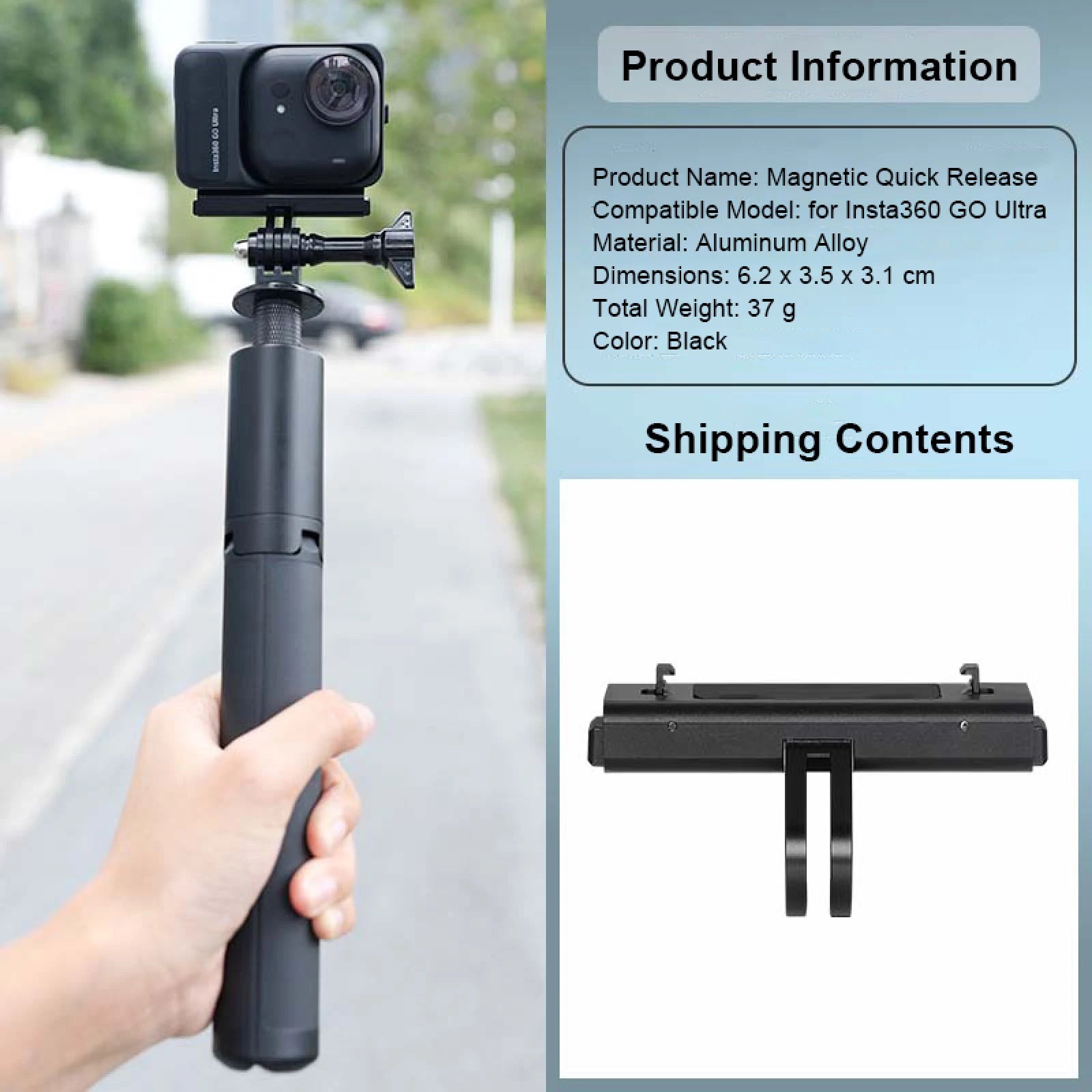 Camera Magnetic Quick Release Adapter Mount For Insta360 Go Ultra Camera Aluminum Alloy And Soft Silicone Camera Stand Adapter Peaceful Pleasures Health and Wellness