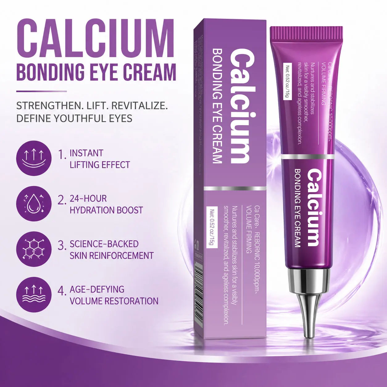 Calcium Bonding Eye Cream with Peptides, Firming Eye Treatment & Puffy Eyes, Elastin for Dark Circles & Hydrating Care,31g Peaceful Pleasures Health and Wellness