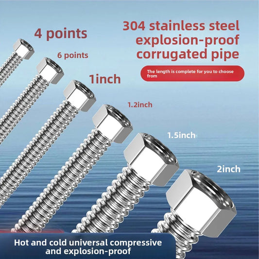 Stainless Steel Corrugated Water Pipe Hose G1/2" G3/4" G1" 20–200cm Plumbing Pipe Hose Oasis Select