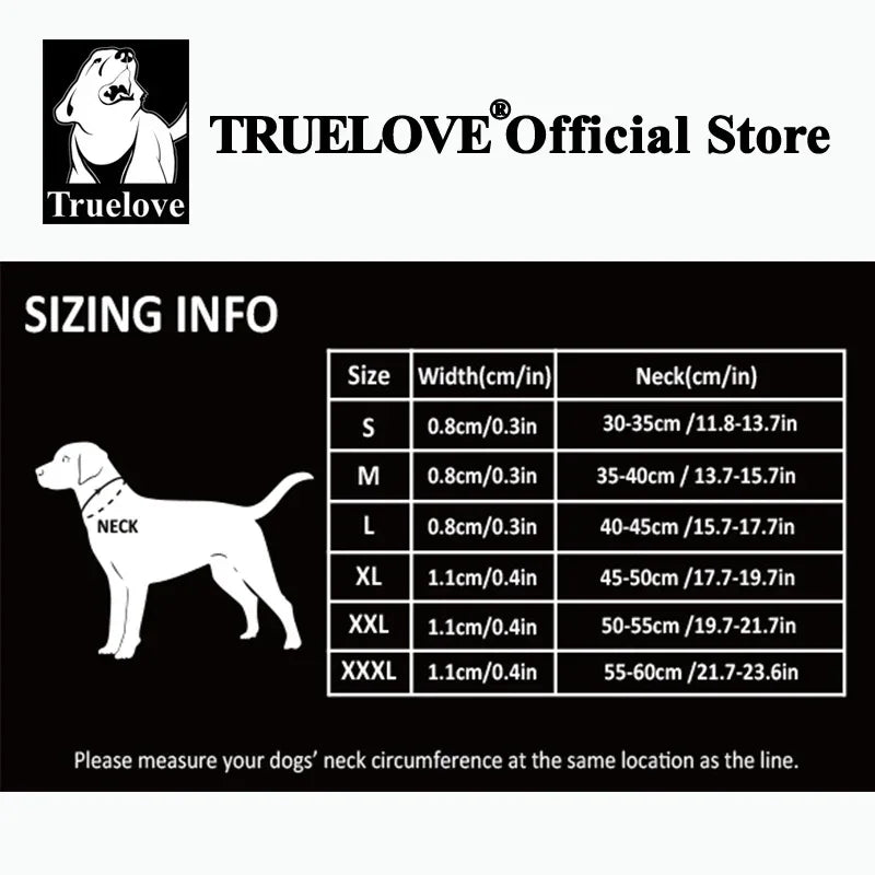 Truelove Large Dog Training Collar Reflective Nylon Stainless Steel Chain Adjustable Heavy Duty No Pull Dog Collar TLC5375 Peaceful Pleasures Health and Wellness