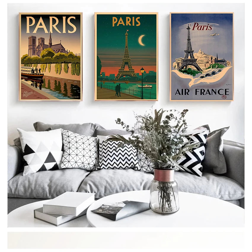 Paris France Vintage Canvas Wall Art Poster | Unframed Print Canvas Wall Poster Peaceful Pleasures Health and Wellness