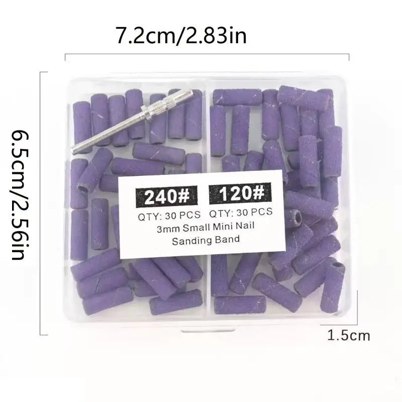 3mm Nail Sanding Bands 60Pcs + Mandrel Bit | Nail Drill