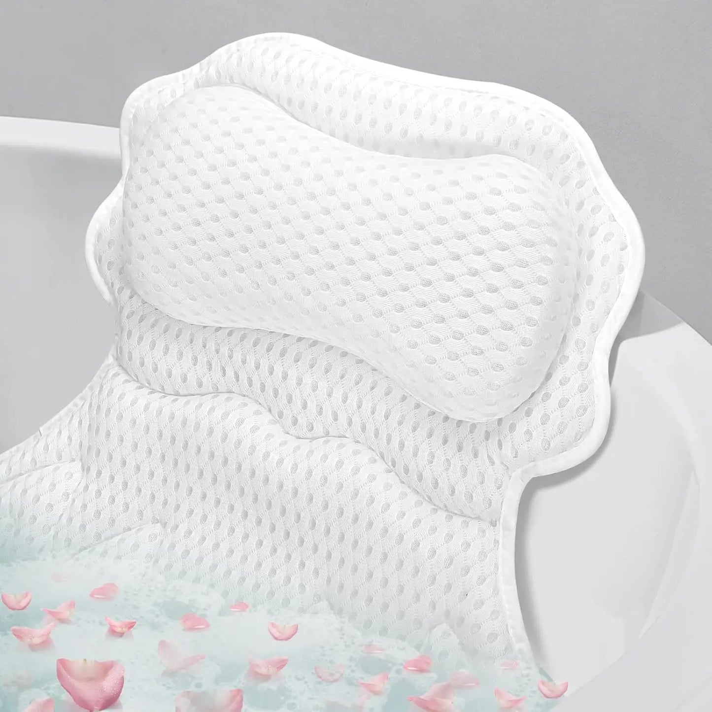 Bath Pillow for Neck & Back Support – 4D Mesh, 6 Suction Cups Peaceful Pleasures Health and Wellness United States