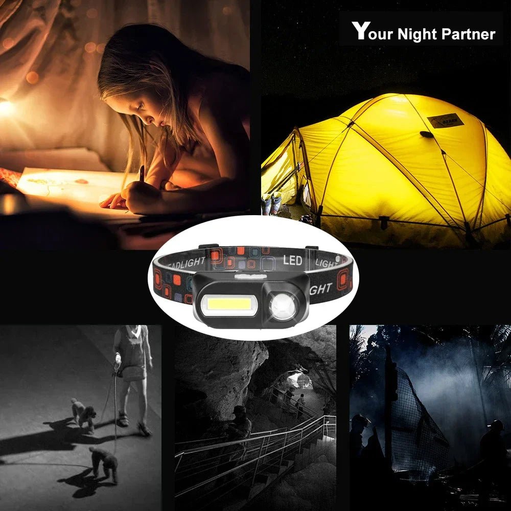 ESMARTER XPE COB LED Headlamp | USB Rechargeable, 6 Modes