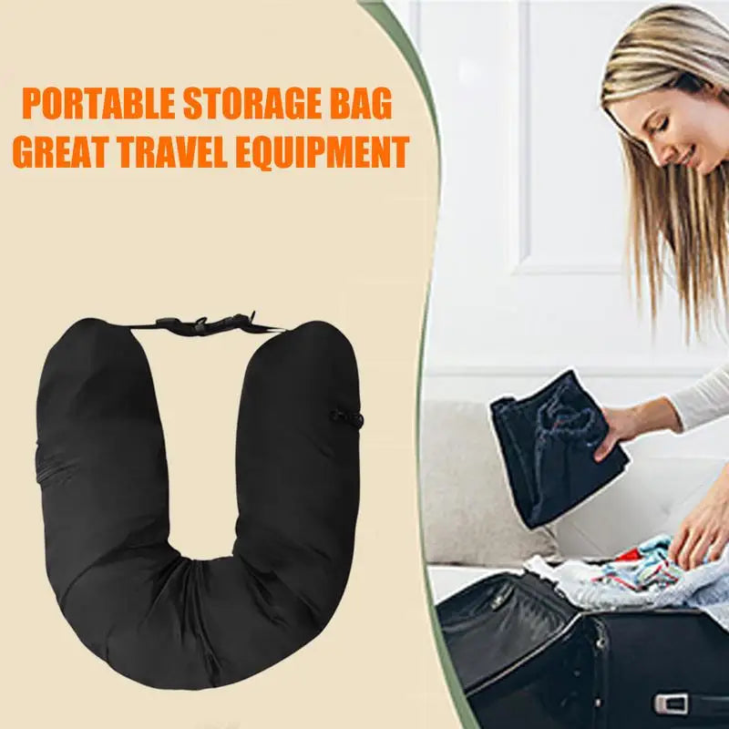 Travel Neck Pillow That You Stuff With Clothes Portable Outdoor Travel Storage Bag Pillow Car Headrest Household U-shaped Pillow Peaceful Pleasures Health and Wellness
