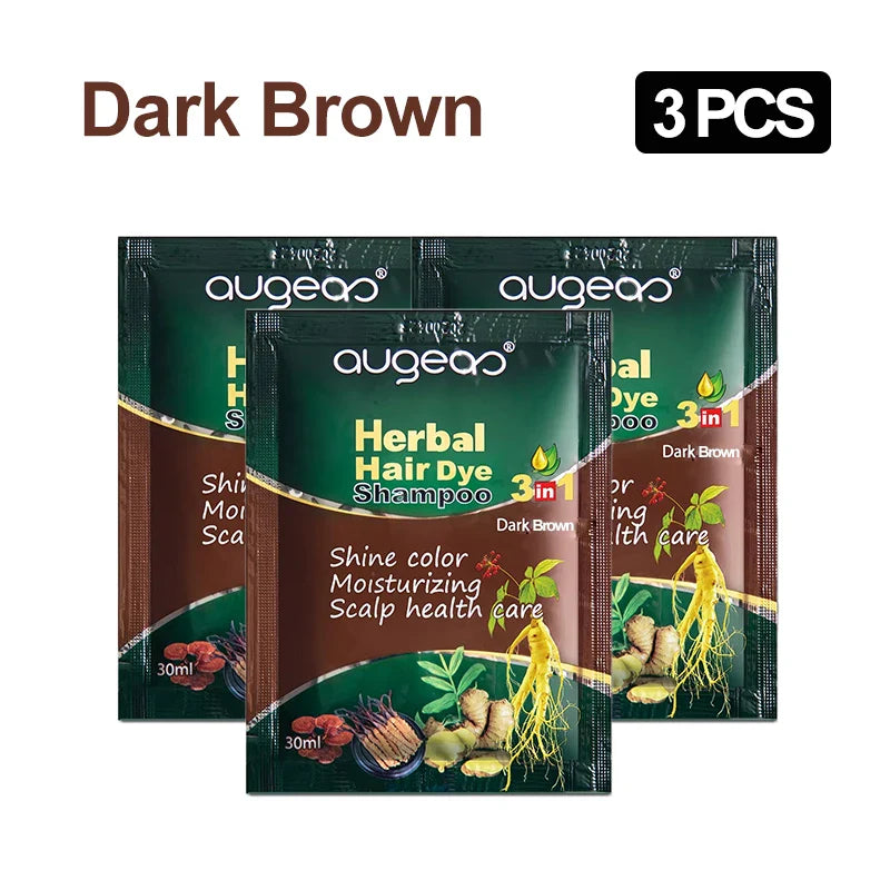 Natural Herbal Hair Dye Shampoo – Grey Coverage 30ml (3/5 Pack)