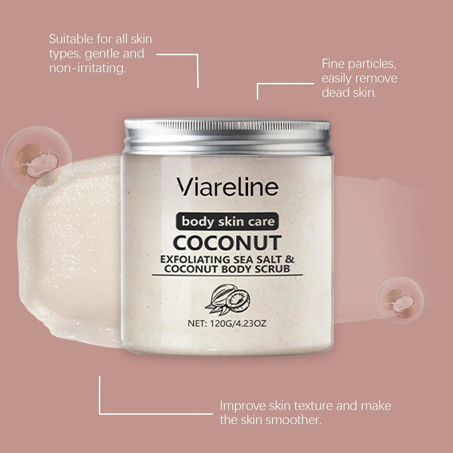 Viareline Sea Salt Body Scrub – Coconut & Coffee 120g