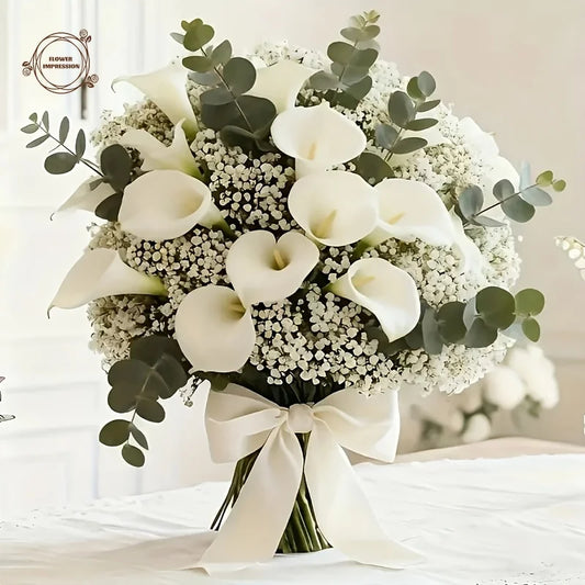 Calla Lily & Gypsophila Faux Bouquet | Wedding & Home Decor Faux Flower Bouquet Peaceful Pleasures Health and Wellness A