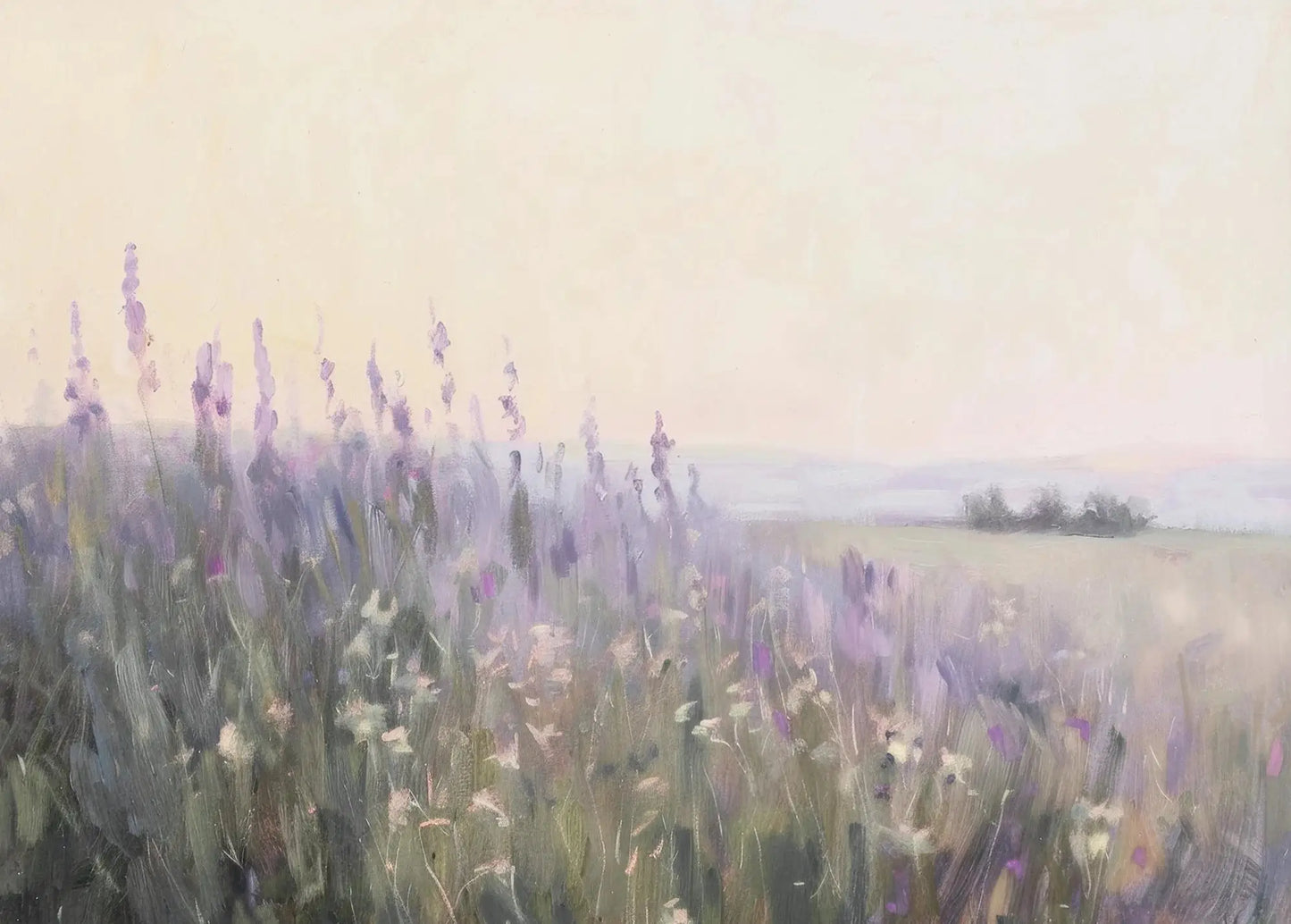 Purple Flower Field Canvas Wall Art | Spring Landscape Print