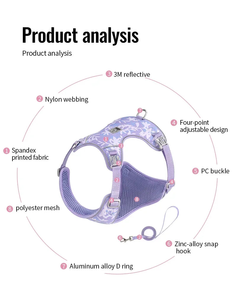 TRUELOVE Pet Pet Harness and Leash Set Lightweight Adjustable Quick-Release and Durable for Small Dogs and Cats TLH2918 Peaceful Pleasures Health and Wellness