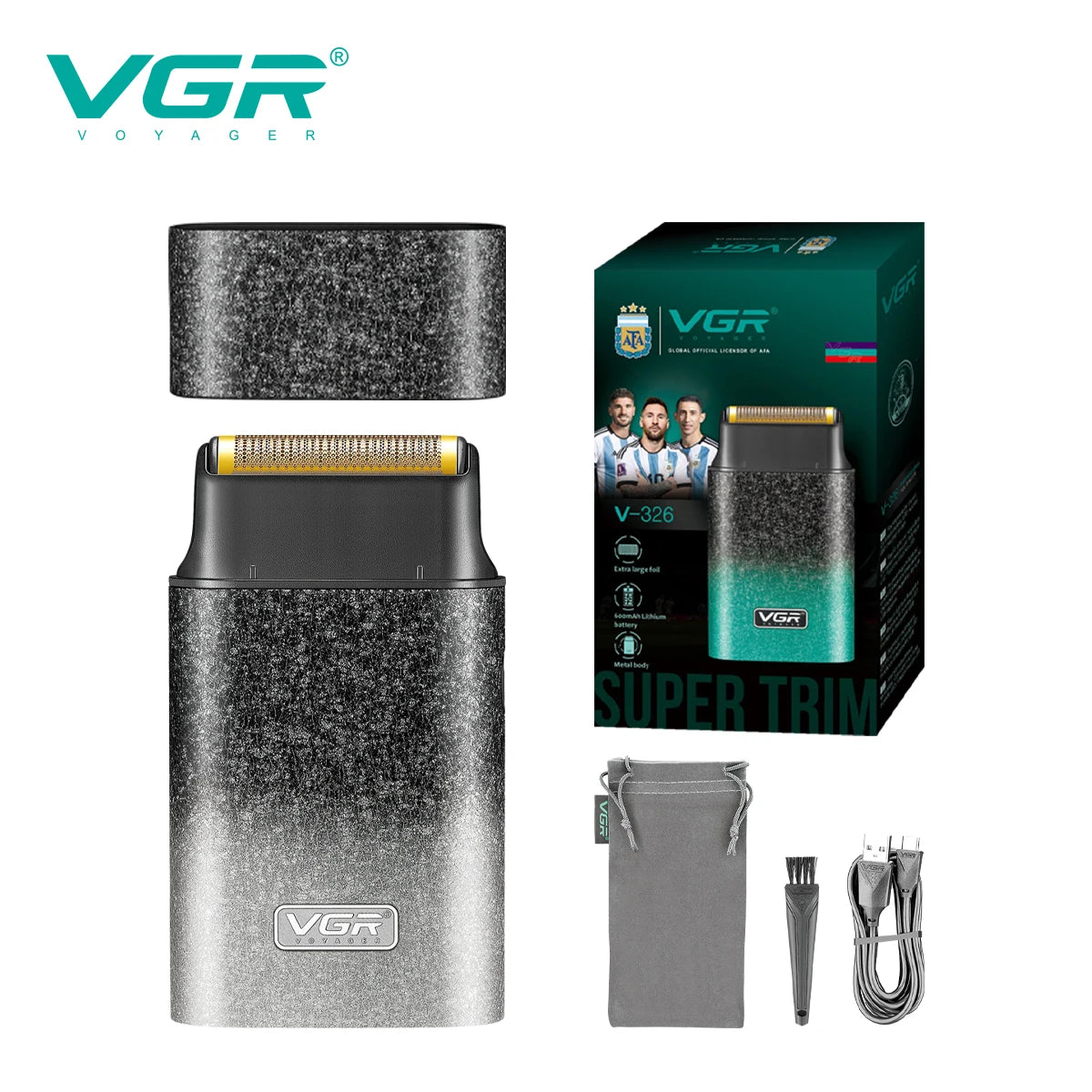 VGR New Reciprocating Shaver Gradient Matte Body Men's Shaver Convenient Home Travel Shaver Hair Removal and Whitening V-326 Peaceful Pleasures Health and Wellness USB