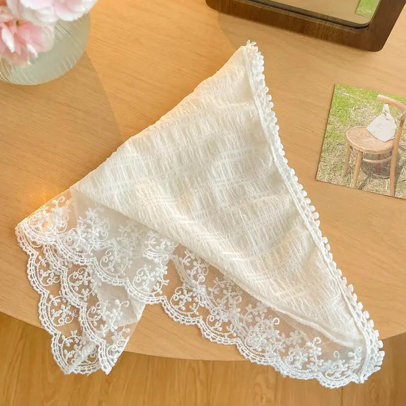 Korean Lace Trim Mini Skirt & Hair Scarf | Stacked Style